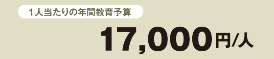 1人当たりの年間教育予算 17,000円/人 1人当たりの年間教育予算 17,000円/人
