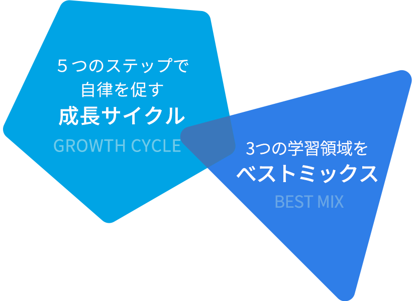 5つのステップで自立を促す成長サイクル × 3つの学習領域をベストミックス