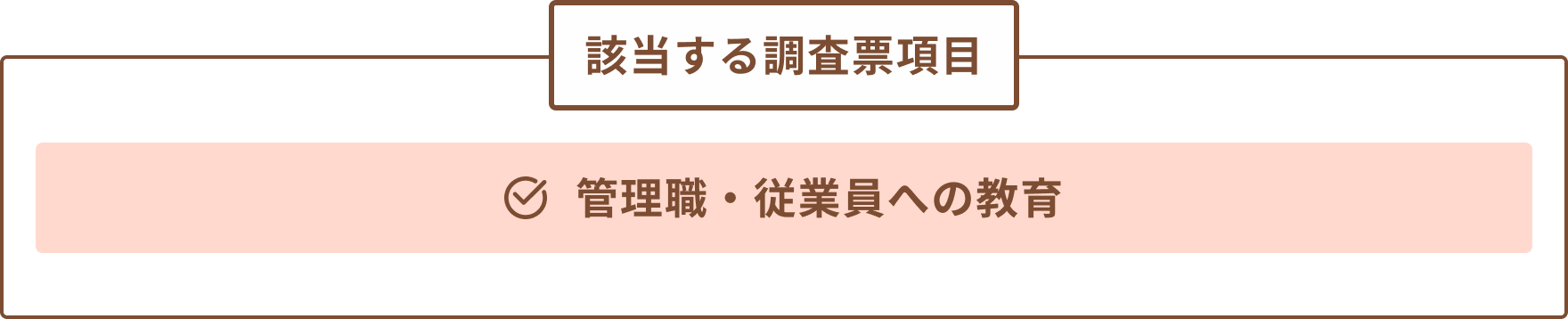 該当する調査票項目-「管理職・従業員への教育」