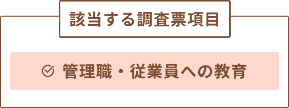 該当する調査票項目-「管理職・従業員への教育」