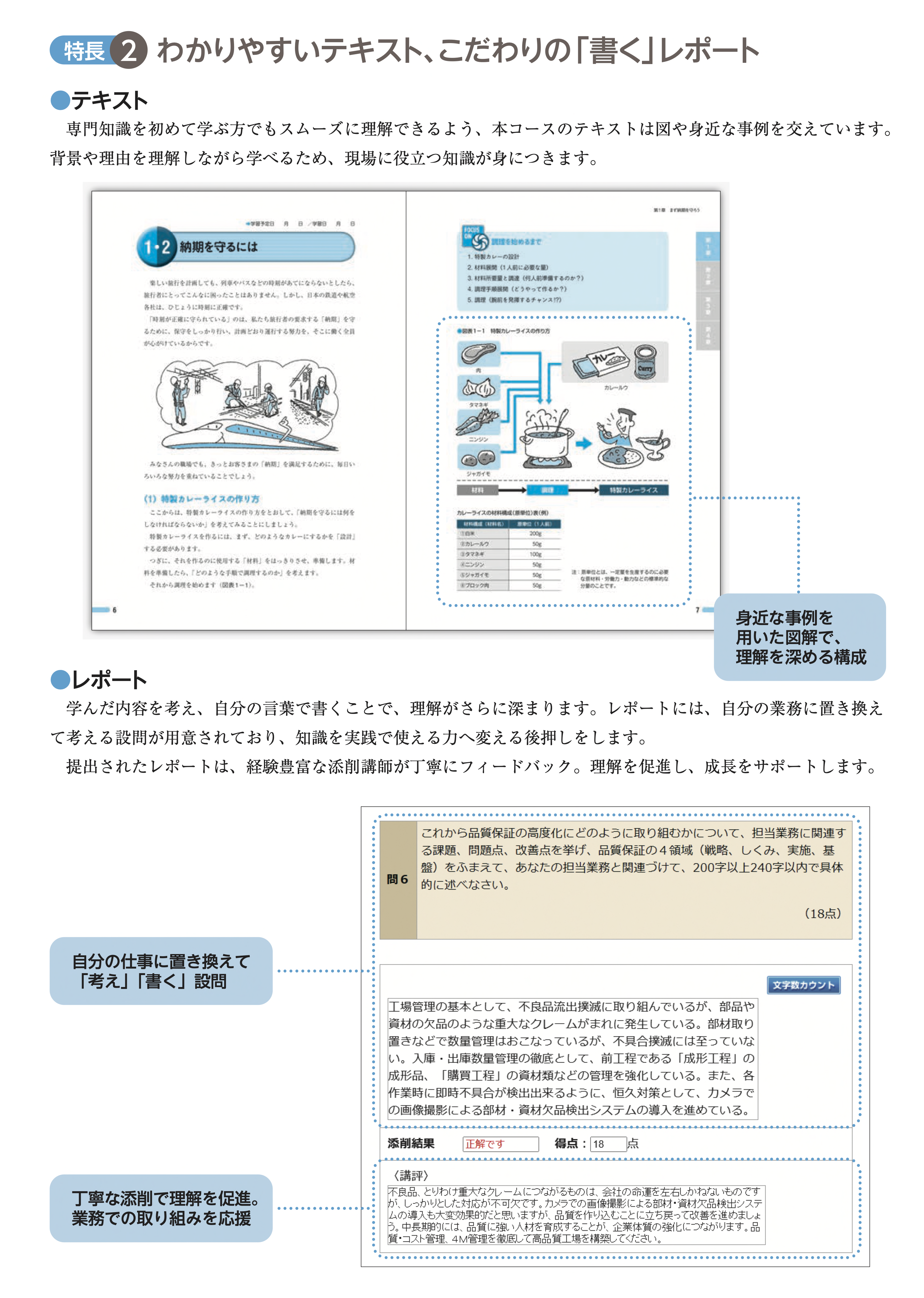 わかりやすいテキスト、こだわりの「書く」レポート