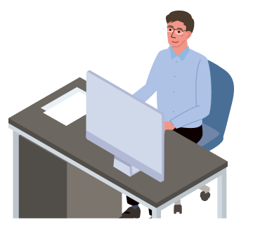 パソコンで仕事をする男性イラスト