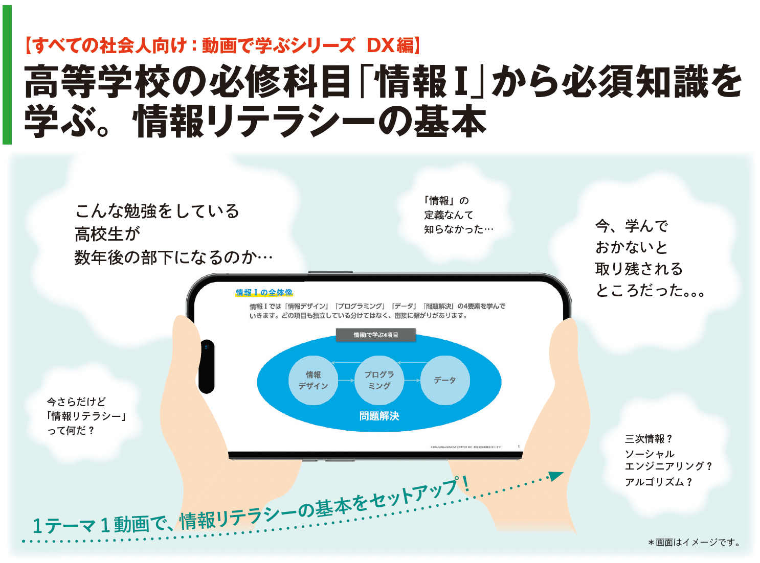 高等学校の必修科目「情報I」から必須知識を学ぶ。情報リテラシーの基本